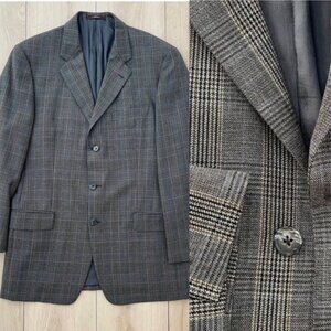 Joseph Abboud American Soft 100% Wool 3-Button Sport Coat Glen Plaid Check 42L